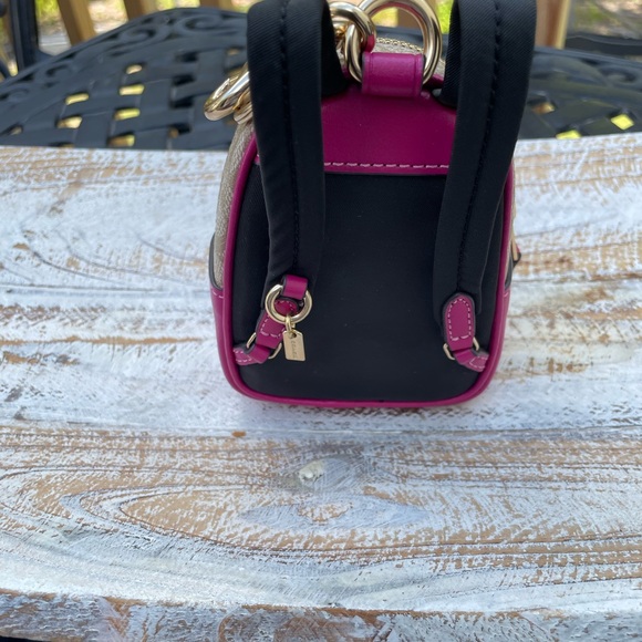 Coach Beige and Pink Mini Backpack Keychain Bag Charm - Picture 2 of 9